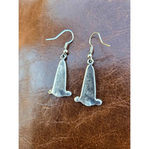 Sterling Silver & Crushed Turquoise/Mother of Pearl Inlay Dangle Earrings - Picture 6 of 7